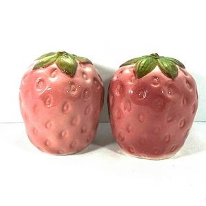 Ceramic glazed Strawberry Salt & Pepper Shakers